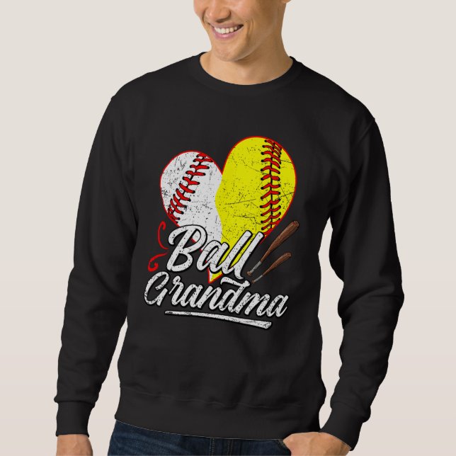 Sudadera Ball Grandma Baseball Softball Mom Heart Womens Mo (Anverso)