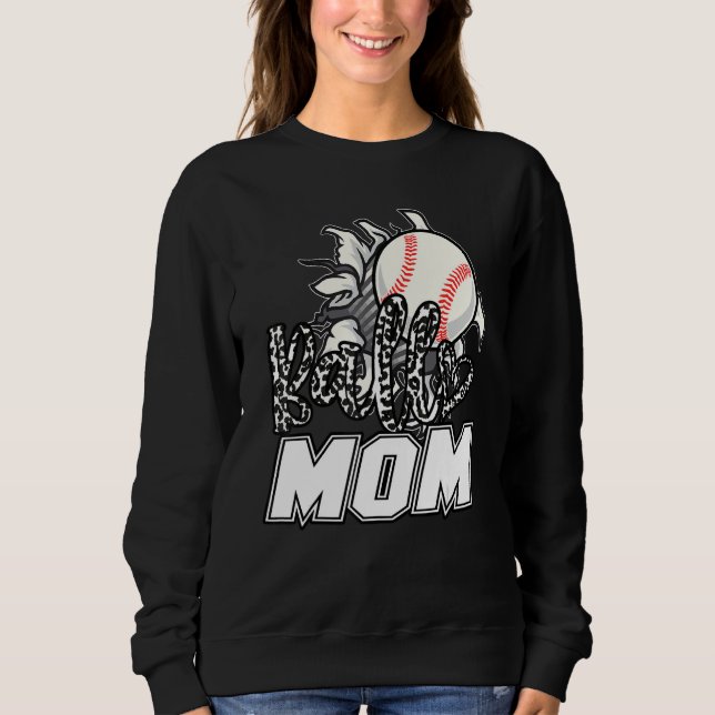 Sudadera Ball Mom Cheetah Baseball Softball Mama Women Moth (Anverso)