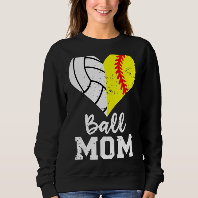 Sudadera Ball Mom Heart Softball Volleyball Mom (Anverso)