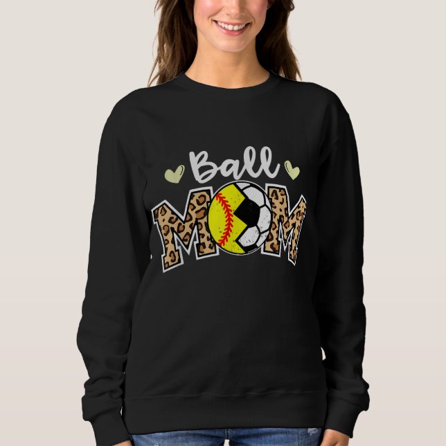 Sudadera Ball Mom Leopard Funny Soctball Player Mom (Anverso)