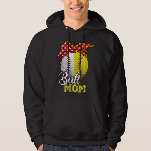 Sudadera Ball Mom Softball Baseball  For Women Mothers Day (Anverso)