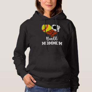 Sudadera Ball Mommom Heart Softball Soccer Basketball Mom