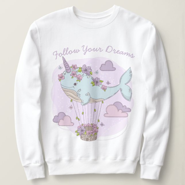 Sudadera Ballena de Unicornio voladora (Anverso del diseño)