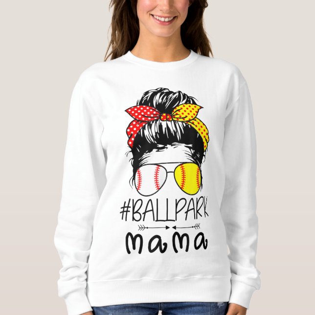 Sudadera BallPark Mama Baseball Softball Día de la Madre Ma (Anverso)