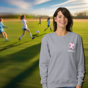 Sudadera Balón de fútbol blanco rosado moderno - añádase el