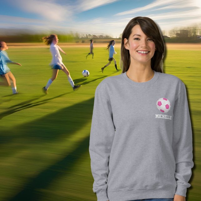 Sudadera Balón de fútbol blanco rosado moderno - añádase el (Subido por el creador)