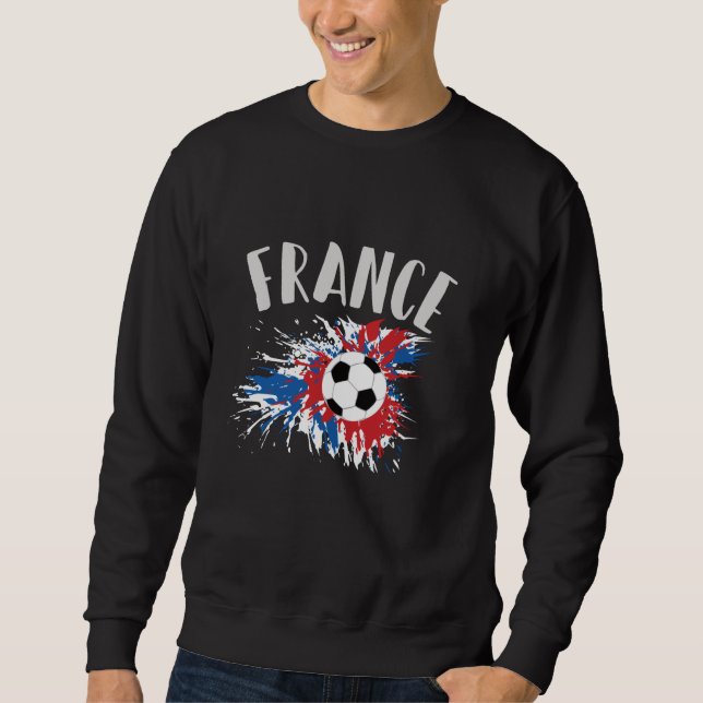 Sudadera Balón de Fútbol Grunge Bandera de Francia (Anverso)