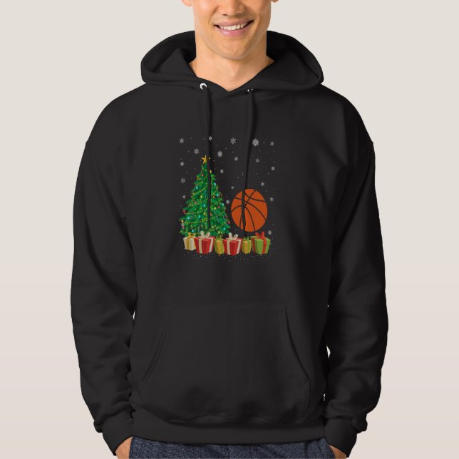 Sudadera Baloncesto de Navidad Iluminación de árbol Santa H (Anverso)
