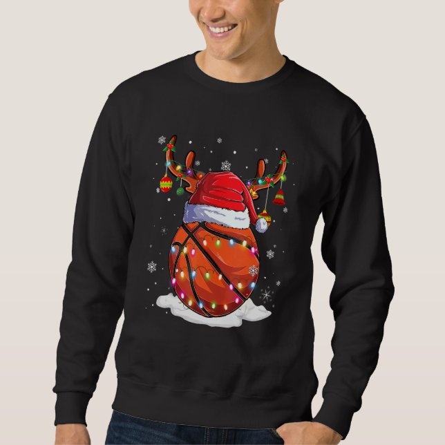 Sudadera Baloncesto Navidades de renos Santa Hat Fun (Anverso)