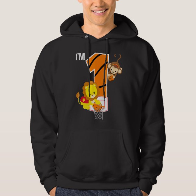 Sudadera Baloncesto Primer Fiesta de cumpleaños León Mono Z (Anverso)