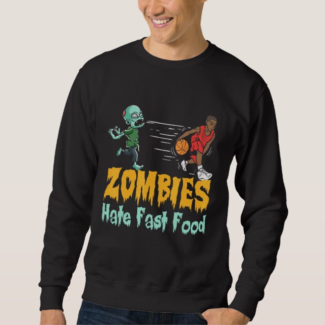 Sudadera Baloncesto Zombies de Halloween Odian la Comida Rá (Anverso)