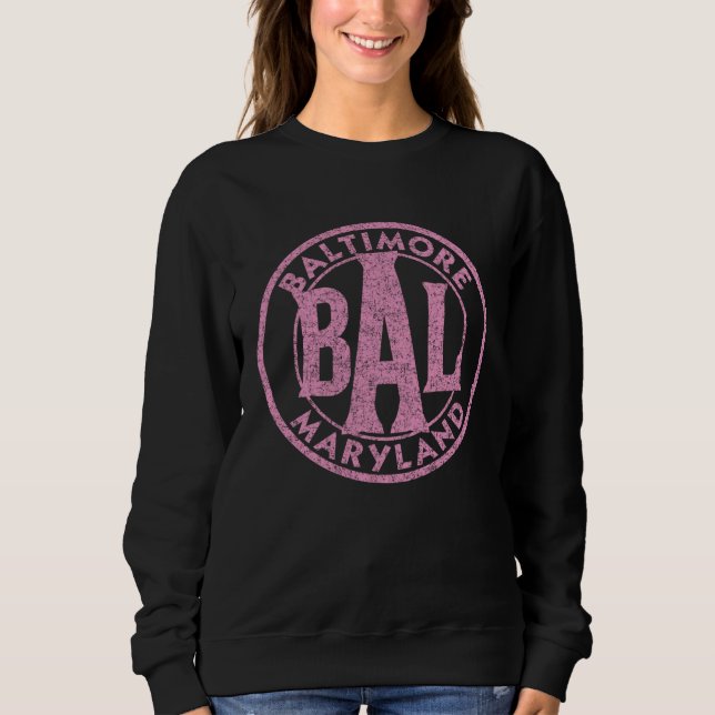 Sudadera Baltimore BAL Circle Sign Distressed Pink Print (Anverso)