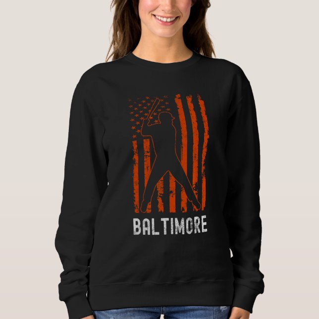 Sudadera Baltimore Maryland American Flag Baseball Weathere (Anverso)