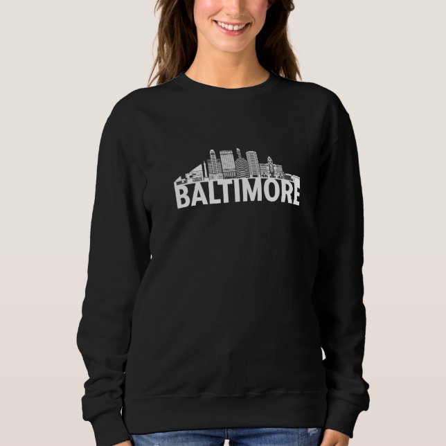Sudadera Baltimore Maryland City Skyline Silhouette Outline (Anverso)