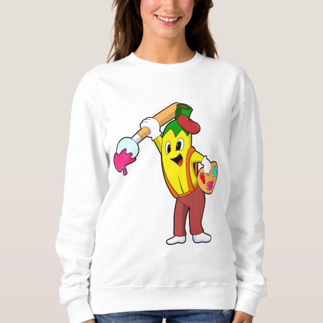 Sudadera Banana como pintora con pincel de pintura (Anverso)