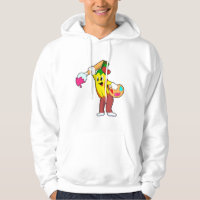 Banana como pintora con pincel de pintura