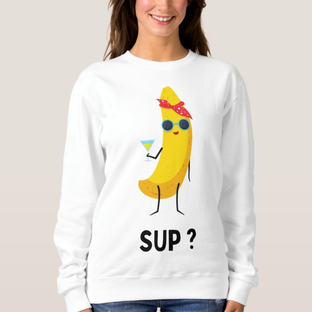 Sudadera Banana con gafas fruta vegetarianos vegetales bana (Anverso)