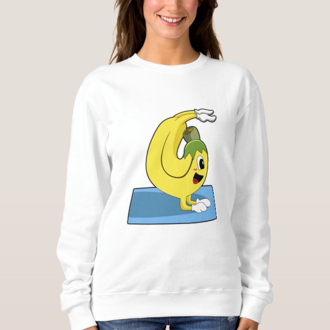 Sudadera Banana en yoga en alfombra de yoga (Anverso)