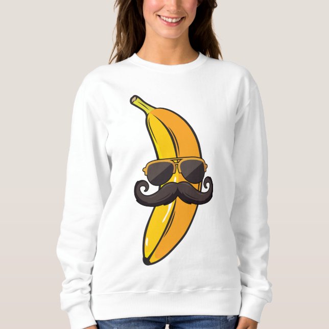 Sudadera Banana Mustache Gafas de sol cara Funny Fruto Guay (Anverso)