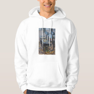 Sudadera Banco del parque en una mañana brumosa, Alemania