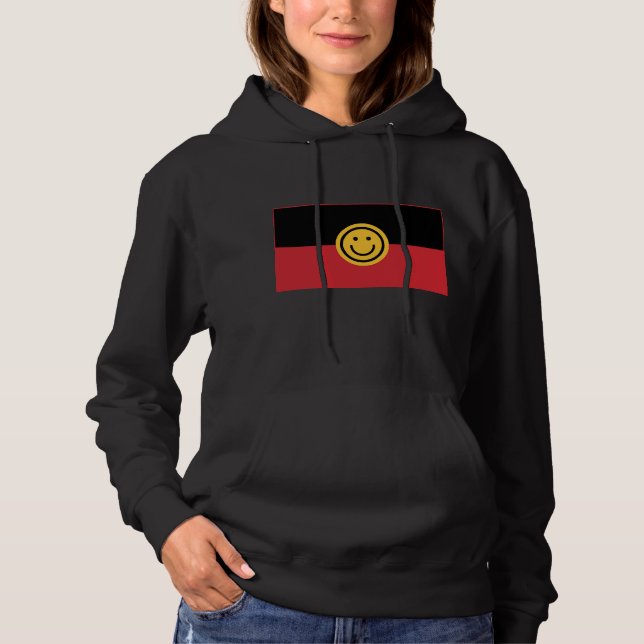Sudadera Bandera aborigen australiana con cara de sonrisa (Anverso)