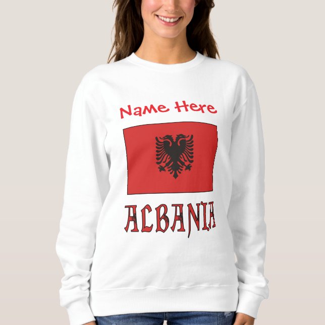 Sudadera Bandera albanesa Roja Personalizada de Mujeres (Anverso)