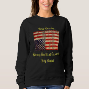Sudadera Bandera Americana al Revés Vintage Deteriorada