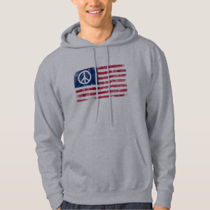 Sudadera Bandera Americana Angustiada y Símbolo de Paz