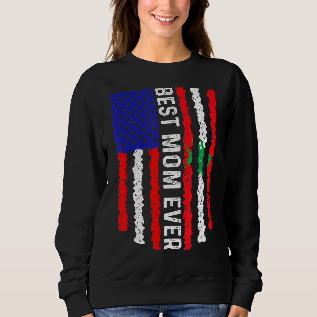 Sudadera Bandera Americana Bandera Líbano Mejor Madre Famil (Anverso)