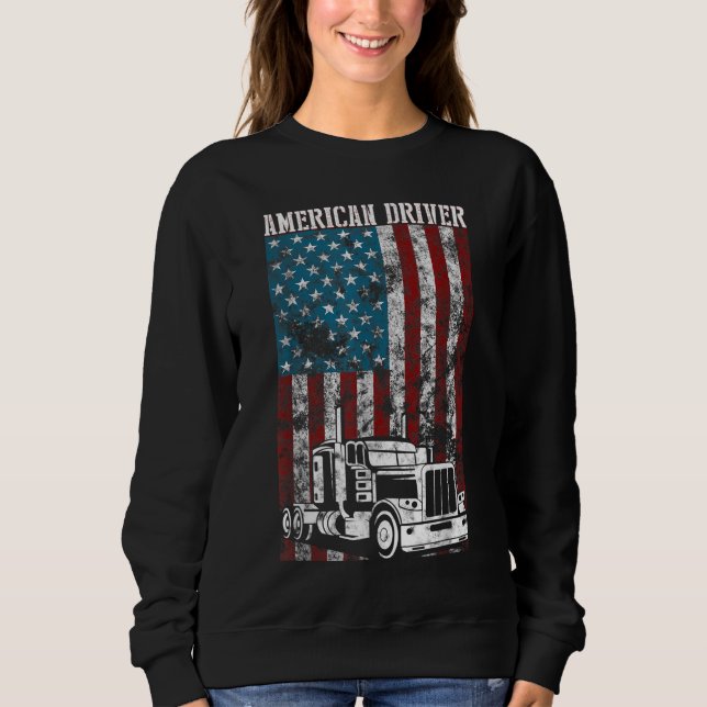 Sudadera Bandera americana Big Rig Semi-Trailer Truck Drive (Anverso)