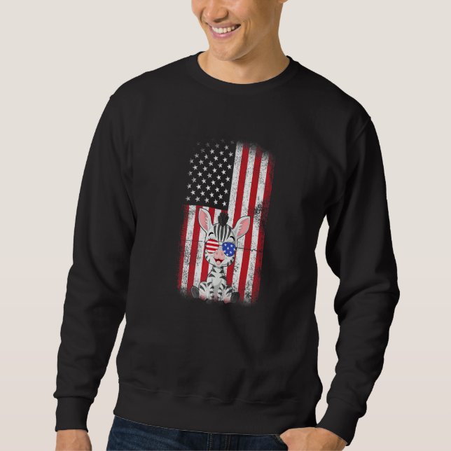 Sudadera Bandera Americana Cebra Niños Chicas Hombres Cuart (Anverso)