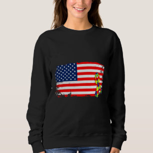Sudadera Bandera Americana Cinta Autismo Mes Cinta de Rompe