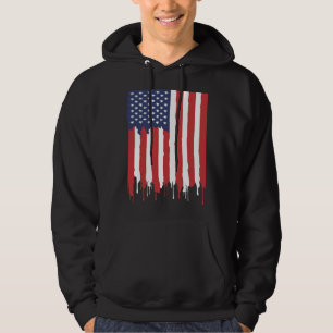 Sudadera Bandera Americana con Pintura Goteando Grafiti USA