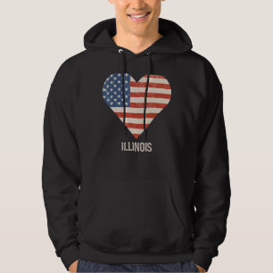Sudadera Bandera Americana Corazón Illinois 4 De Julio Patr