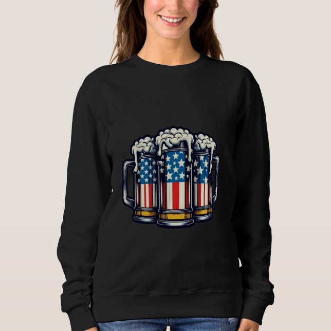 Sudadera Bandera Americana de Cerveza 4 de Julio Hombres Mu (Anverso)