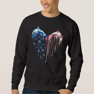 Sudadera Bandera Americana Delfín Corazón 4 De Julio Delfín