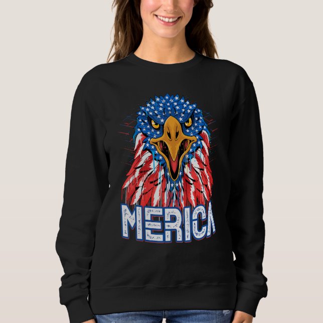 Sudadera Bandera Americana Diseño Águila Calva Mullet 4 De  (Anverso)