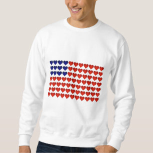 Sudadera Bandera americana hecha de corazones