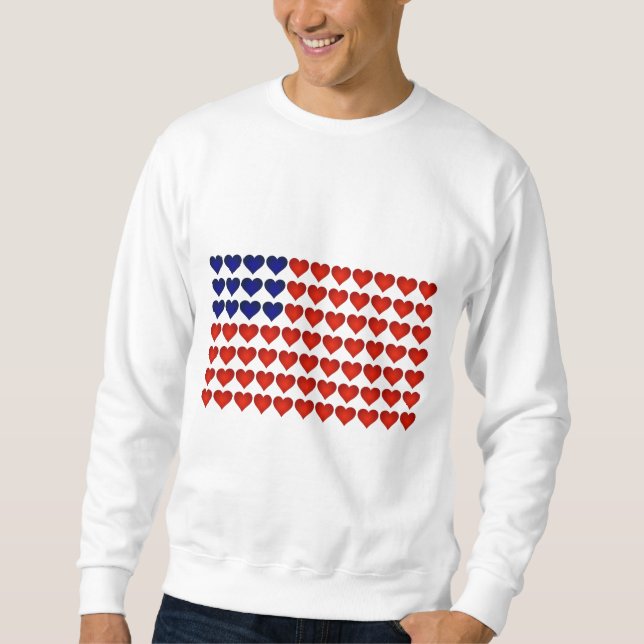 Sudadera Bandera americana hecha de corazones (Anverso)