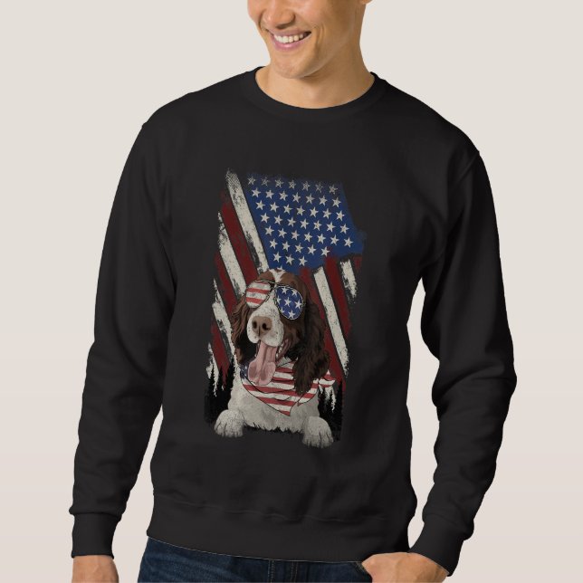Sudadera Bandera Americana Inglés Springer Spaniel Dog 4 de (Anverso)