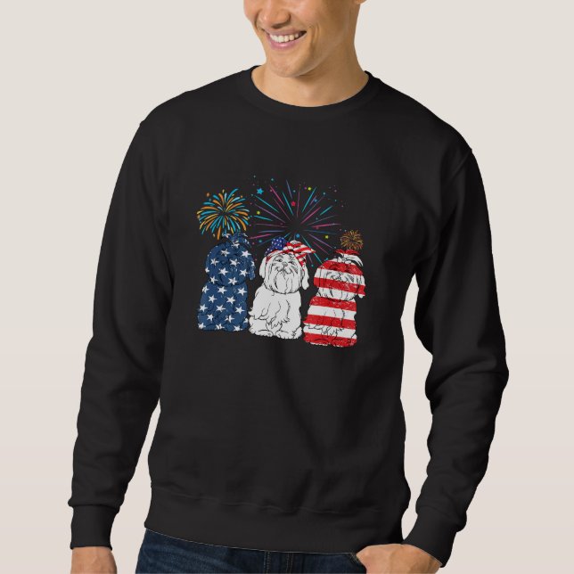 Sudadera Bandera Americana Maltesa 4 De Julio Día De La Ind (Anverso)