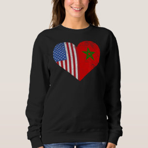 Sudadera Bandera Americana Marroquí Corazón Marruecos