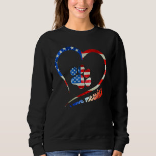 Sudadera bandera americana patriótica huella de perro y gat