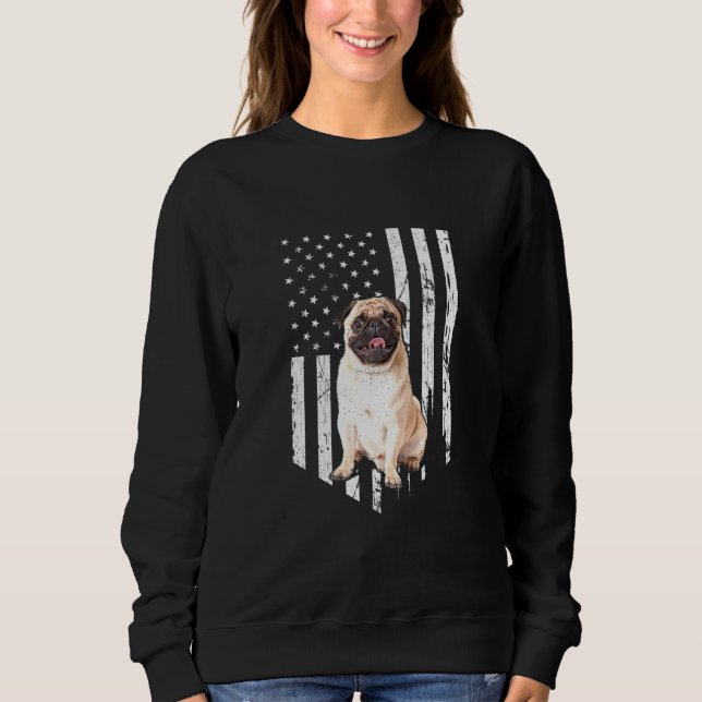 Sudadera Bandera Americana Pug Patriotic Pug Dog 4 De Julio (Anverso)