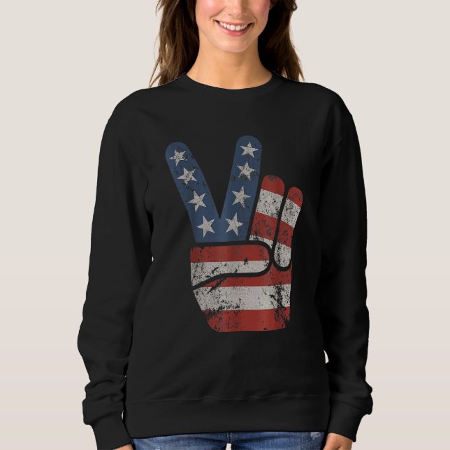 Sudadera Bandera Americana Signo De Paz Del 4 De Julio (Anverso)