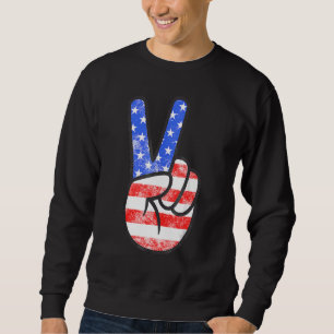 Sudadera Bandera Americana Signo De Paz T- 4 De Julio