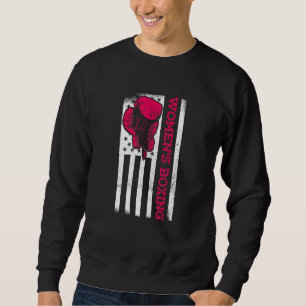 Sudadera Bandera Americana Vintage Boxeo Distressed Mujer B