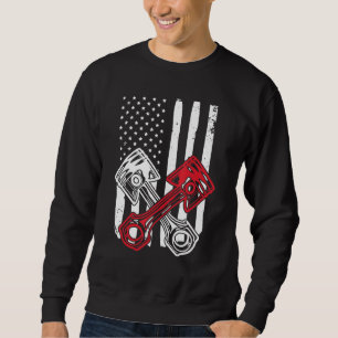 Sudadera Bandera Americana Vintage Pistón Coche Musculoso D