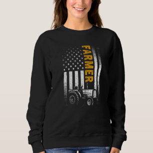 Sudadera Bandera Americana Vintage Tractor Granjero Ranche