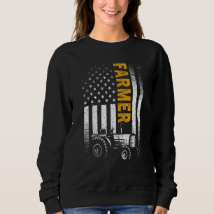 Sudadera Bandera Americana Vintage  Tractor Granjero Ranche